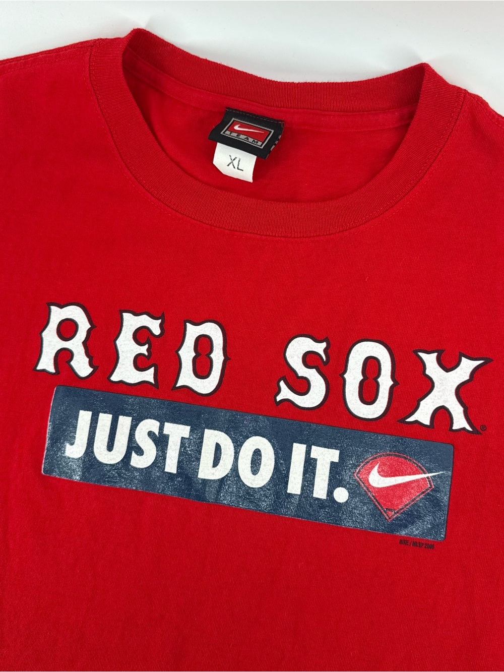 Vintage Boston Red Sox T Shirt Men’s XL Red Nike Just Do it Spell out MLB